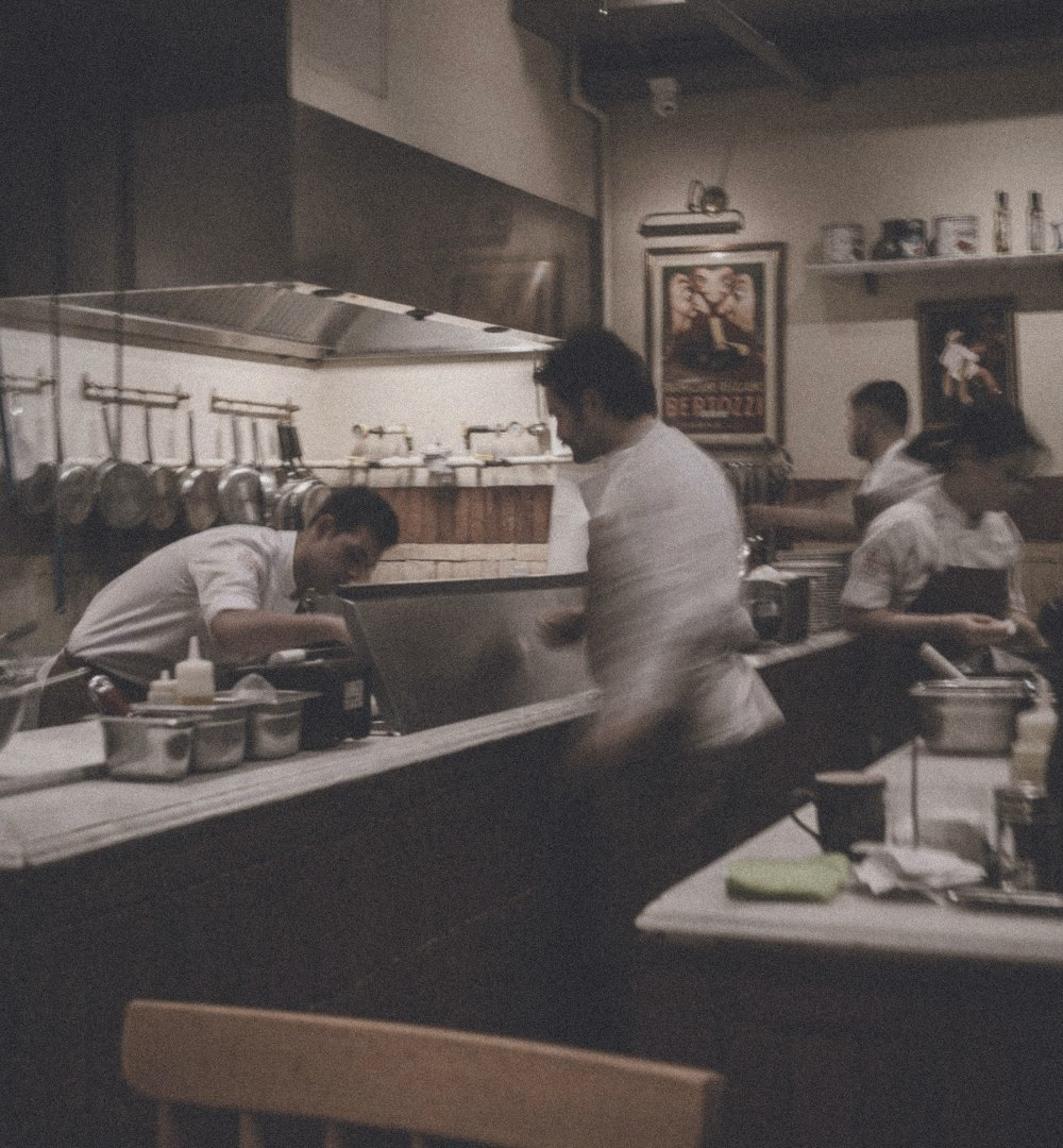 A busy restaurant kitchen during service