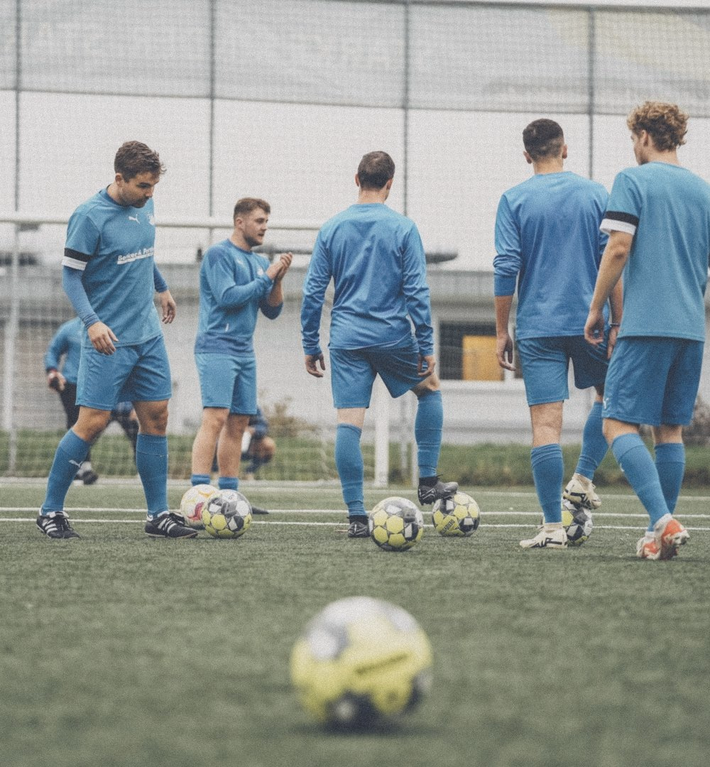 A football team in a training drill