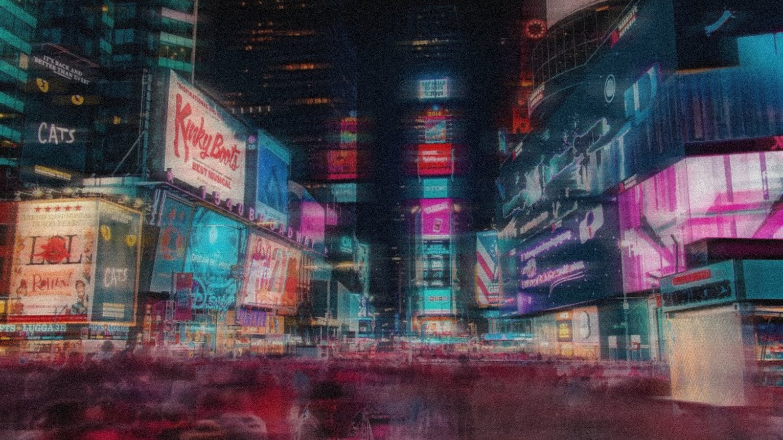Times Square billboards in motion blur